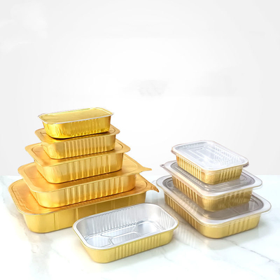 Jednorazowa prostokątna pogrubiona aluminiowa taca na lunch Grill z folii aluminiowej Pojemnik na żywność