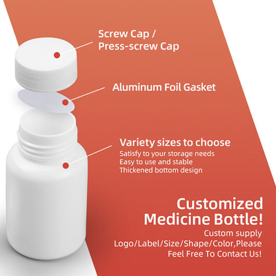 80 ml 100 ml 150 ml Butelka lekowa Hdpe z zakrętką Pusty plastikowy pojemnik na kapsułki
