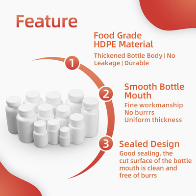 80 ml 100 ml 150 ml Butelka lekowa Hdpe z zakrętką Pusty plastikowy pojemnik na kapsułki
